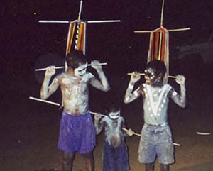 Indigenous children performing traditional dance