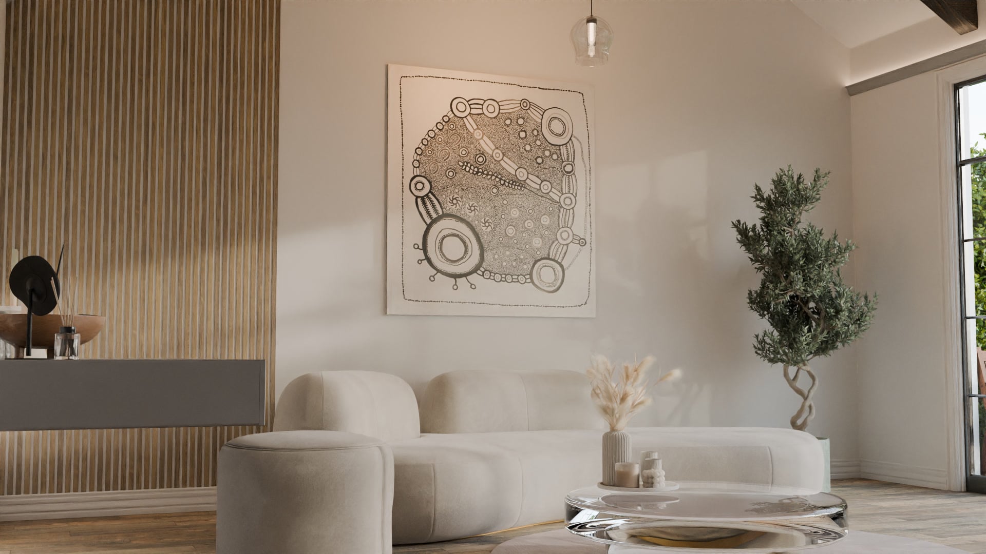 Christy Young / Water Dreaming (Kapi Tjukurpa) (CHY202208) - MOCKLIO room mockup 1